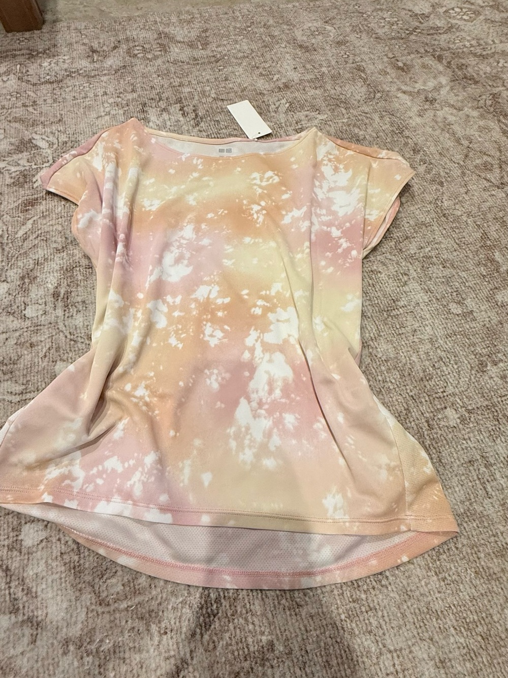 Uniqlo Pastel Tie-Dye Short Sleeve Top - Pink, Peach, Cream